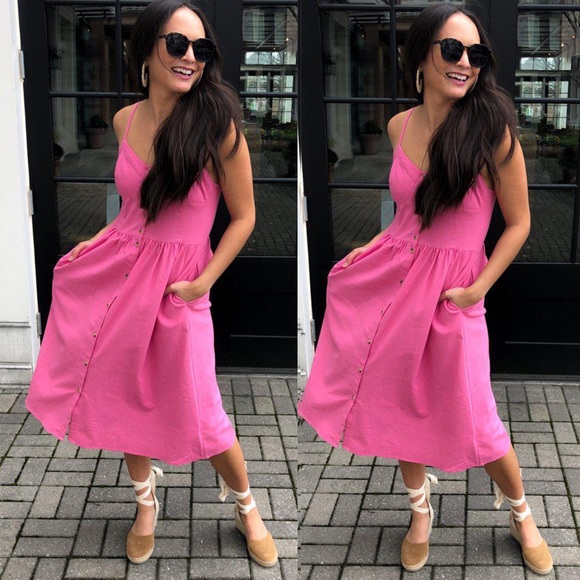 Rolla’s Eve Linen Dress In Magenta/Hot Pink - Picture 5 of 15